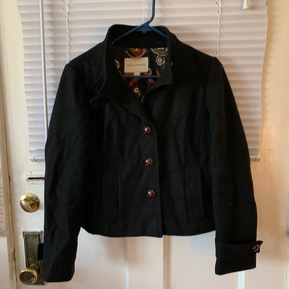 Warm Black Banana Republic Wool Peacoat Sz S